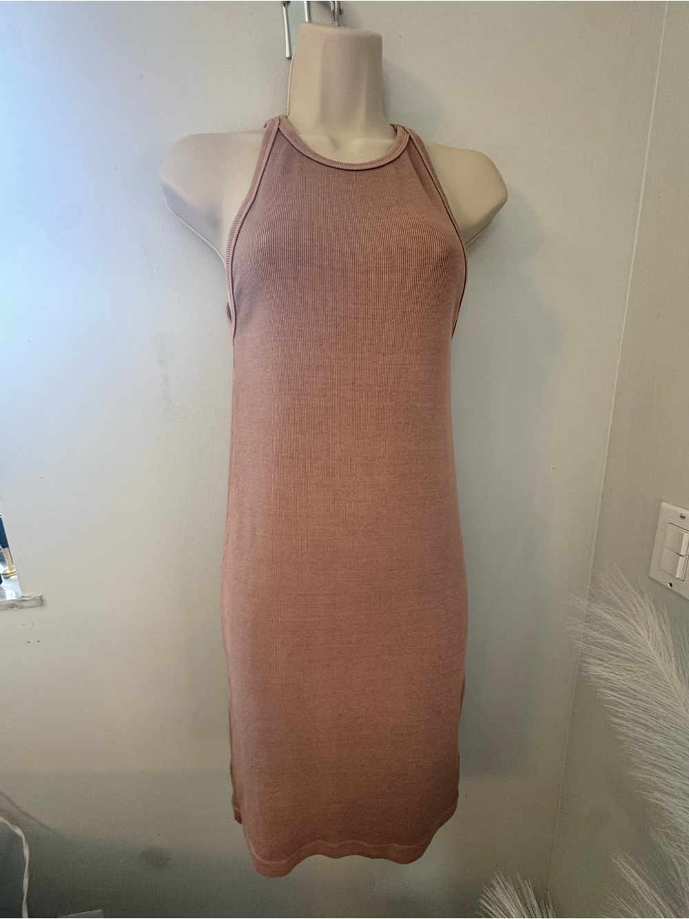 Old Navy Ribbed Halter Midi Dress - Mauve- Beige
